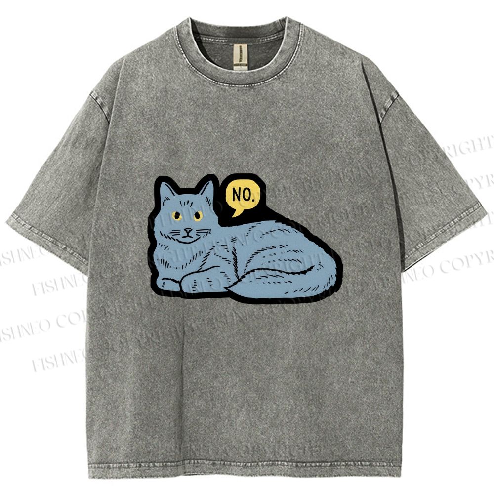 Unisex Cat Means No Printed Washed Tee