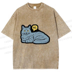 Unisex Cat Means No Printed Washed Tee