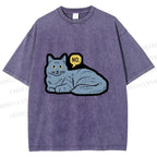 Unisex Cat Means No Printed Washed Tee