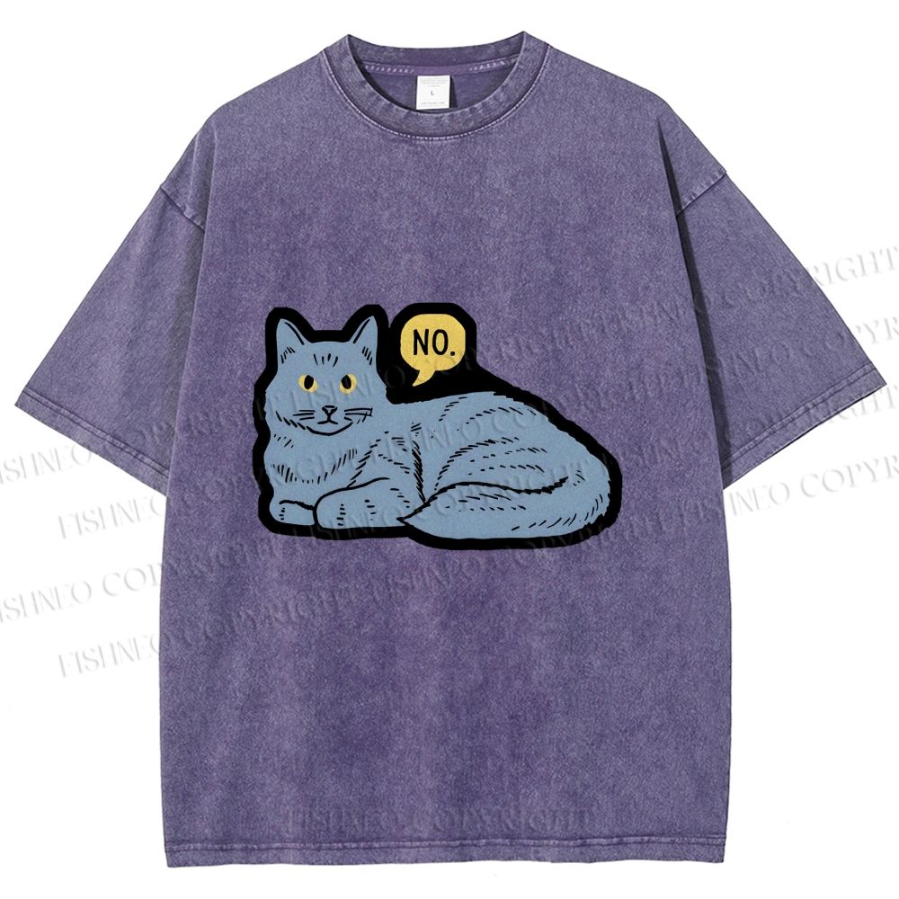 Unisex Cat Means No Printed Washed Tee