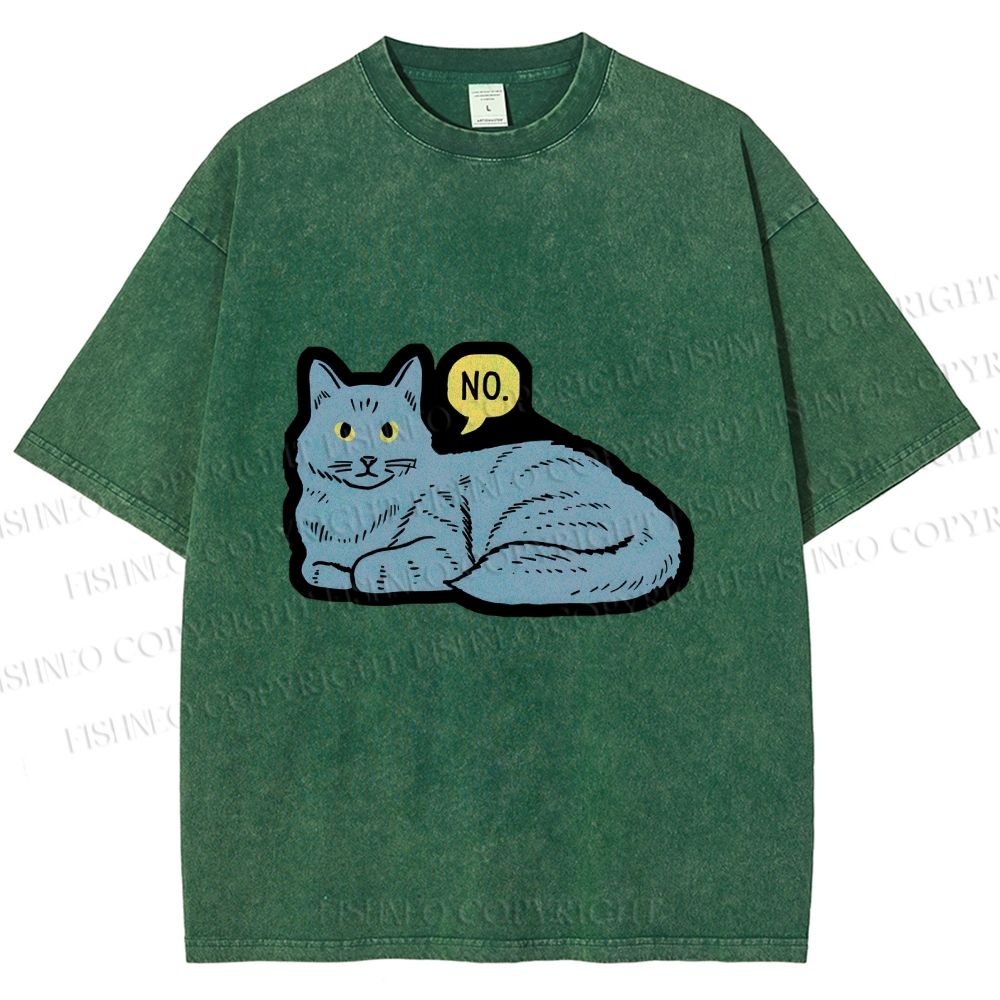 Unisex Cat Means No Printed Washed Tee