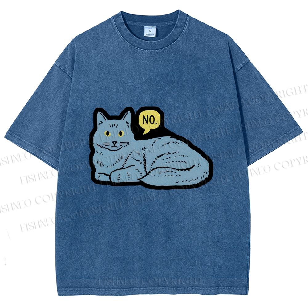 Unisex Cat Means No Printed Washed Tee