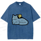 Unisex Cat Means No Printed Washed Tee
