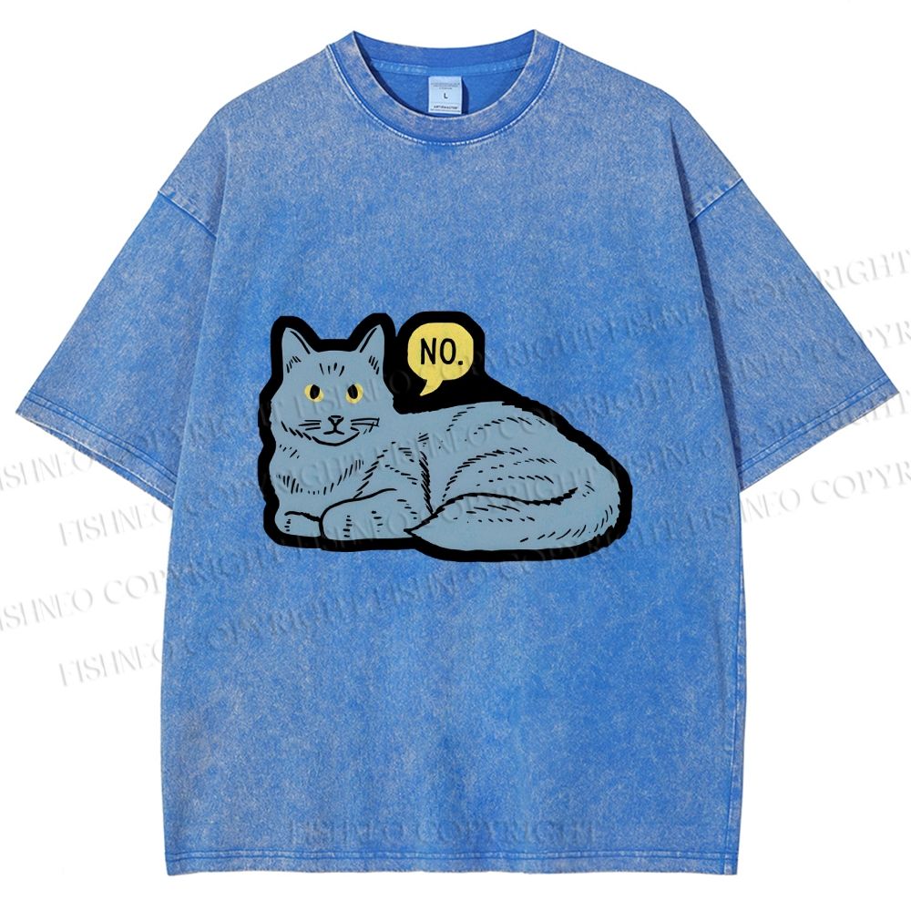 Unisex Cat Means No Printed Washed Tee