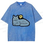Unisex Cat Means No Printed Washed Tee