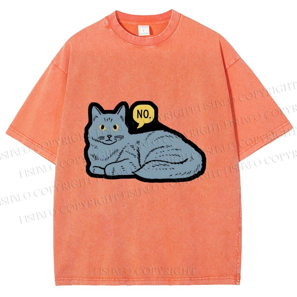 Unisex Cat Means No Printed Washed Tee