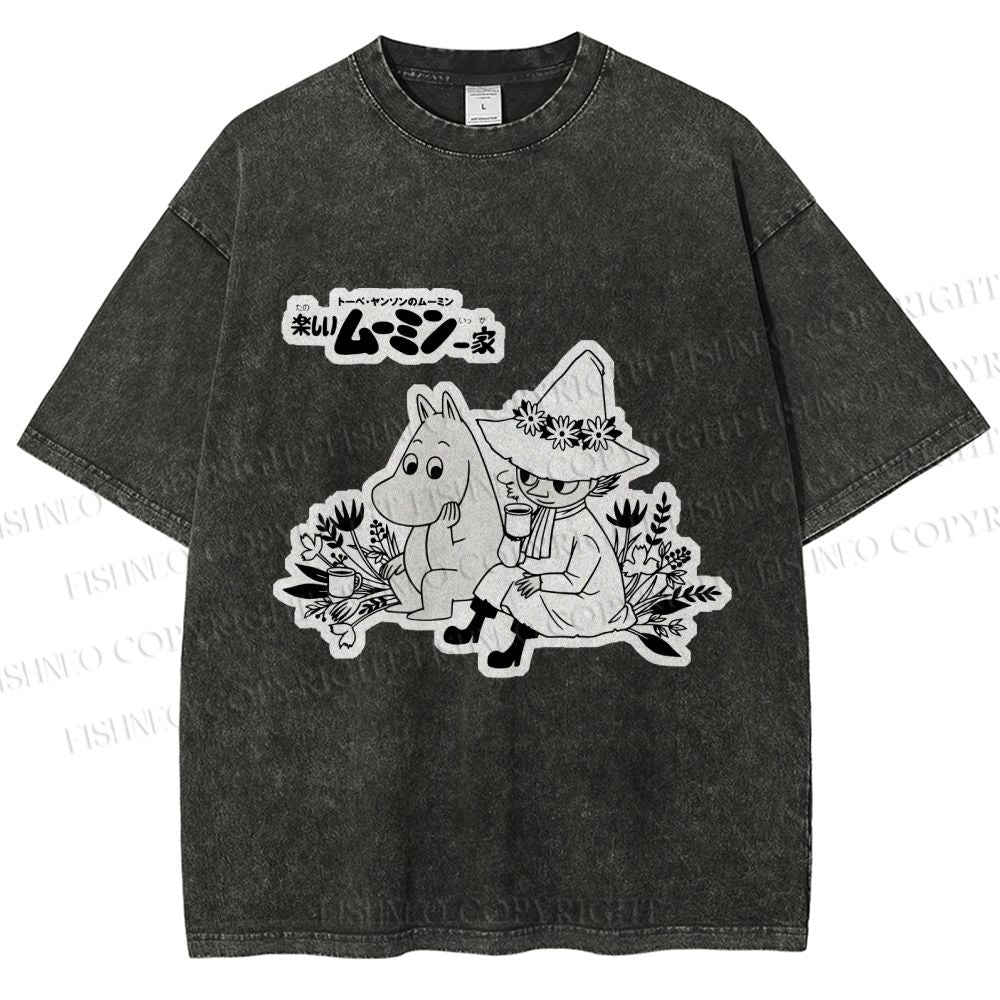 Unisex Moonmin Sit in Flowers Printed Washed Tee