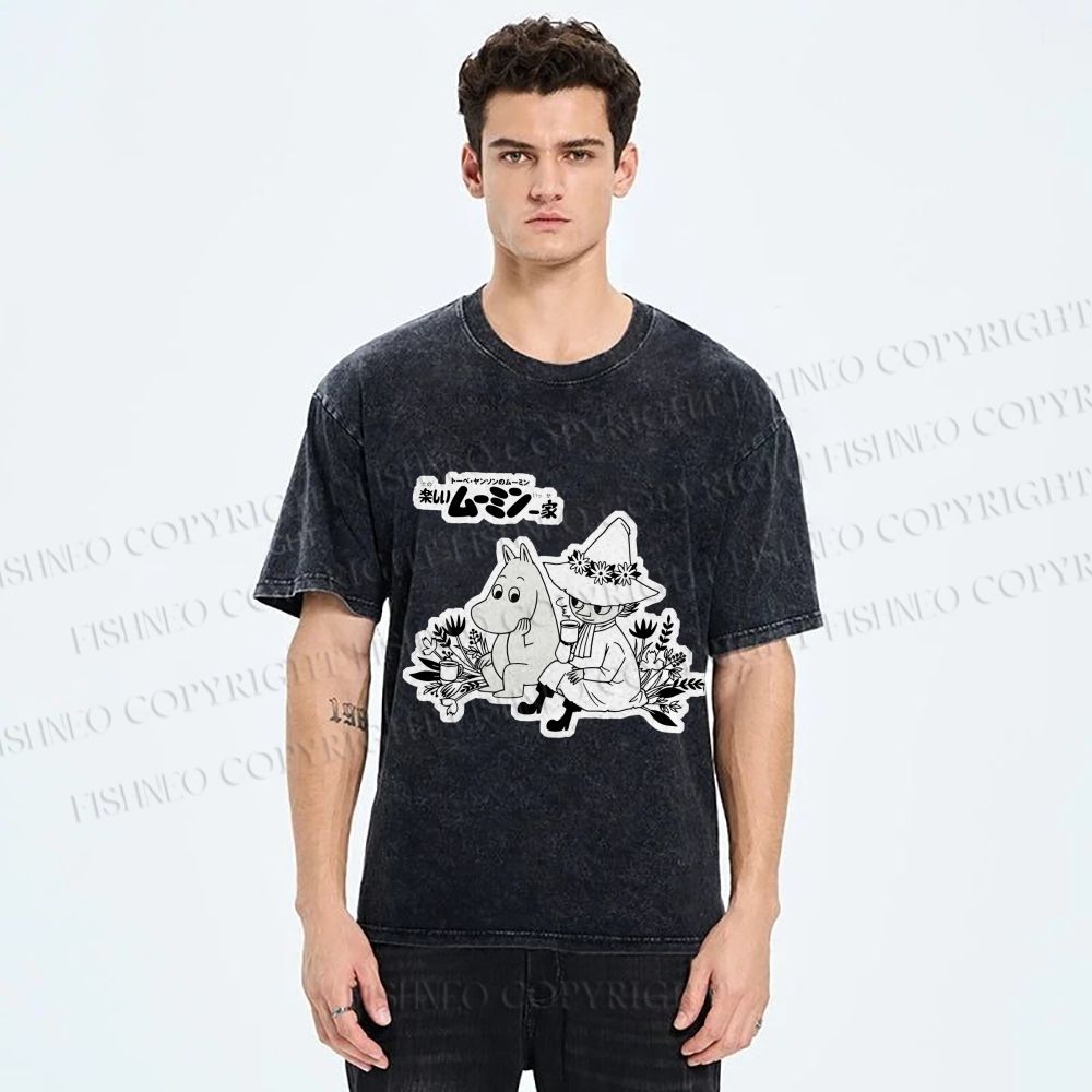Unisex Moonmin Sit in Flowers Printed Washed Tee