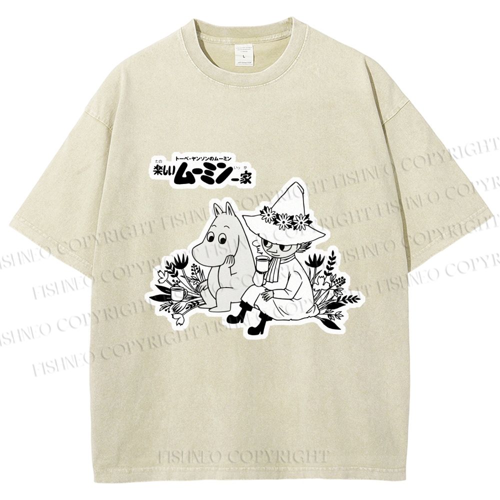 Unisex Moonmin Sit in Flowers Printed Washed Tee