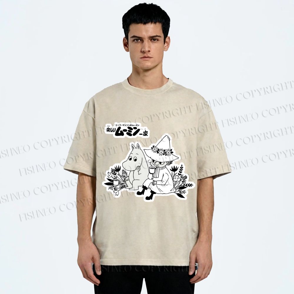 Unisex Moonmin Sit in Flowers Printed Washed Tee
