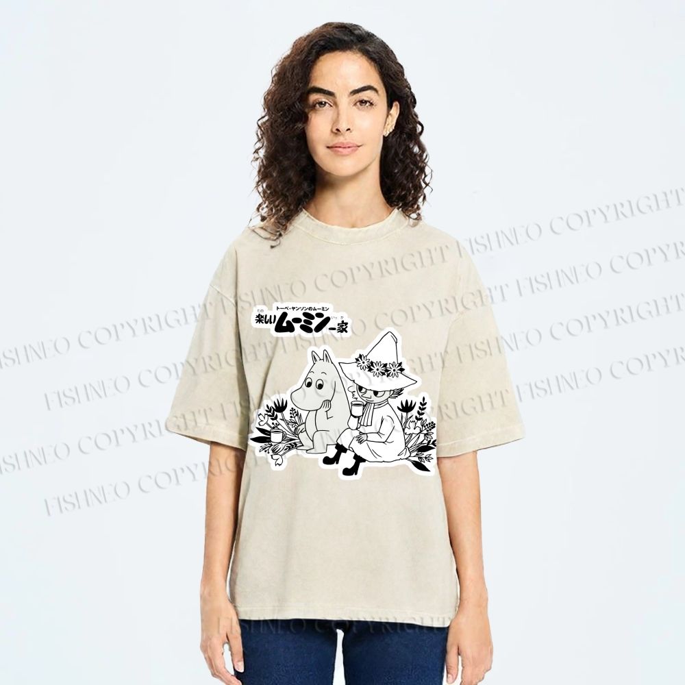Unisex Moonmin Sit in Flowers Printed Washed Tee