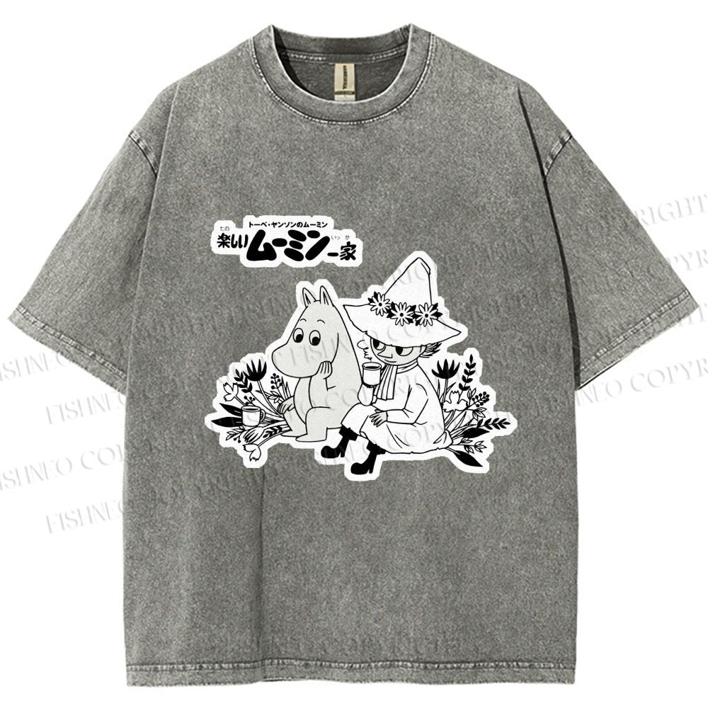 Unisex Moonmin Sit in Flowers Printed Washed Tee