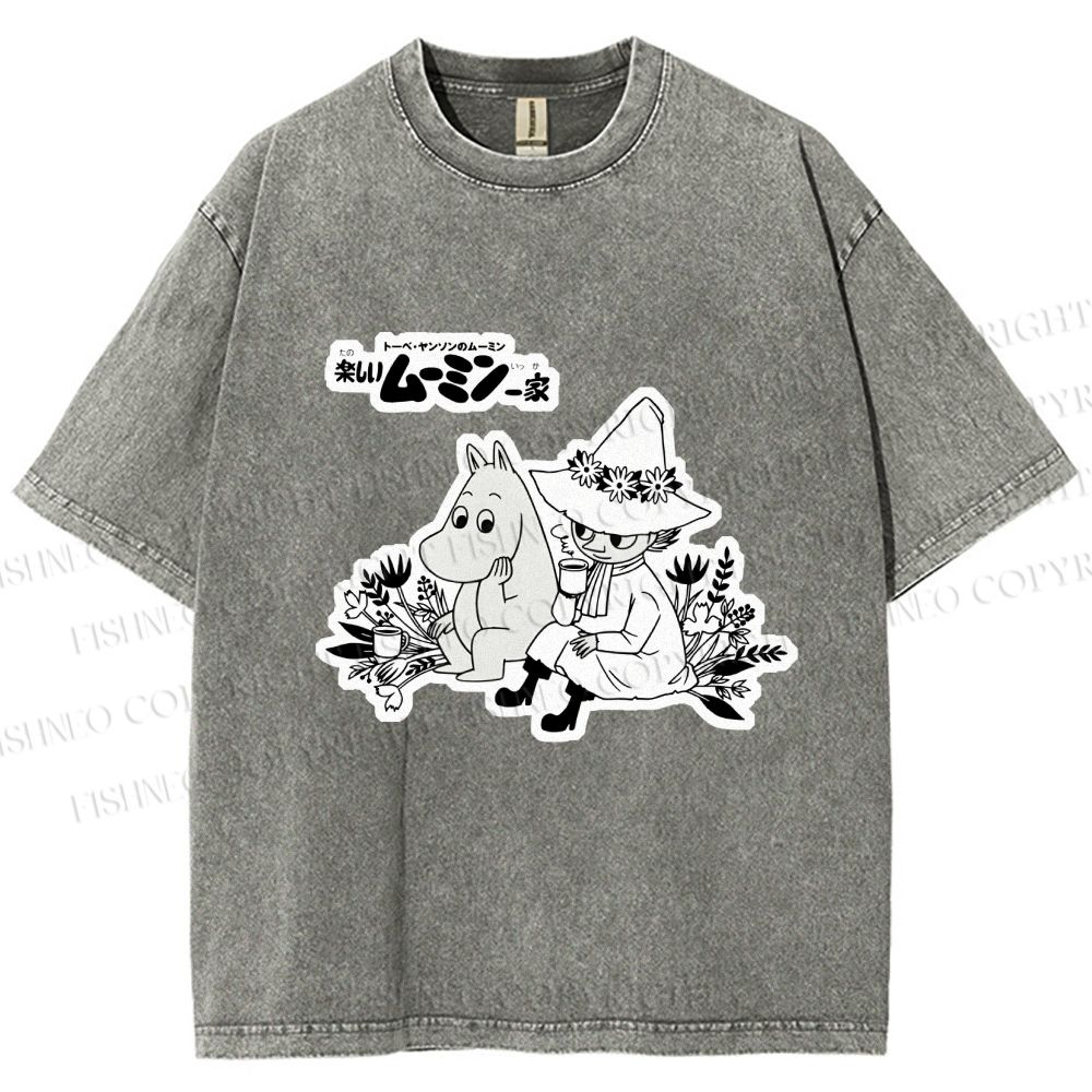 Unisex Moonmin Sit in Flowers Printed Washed Tee
