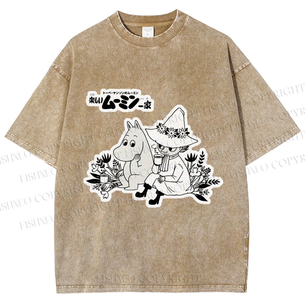 Unisex Moonmin Sit in Flowers Printed Washed Tee
