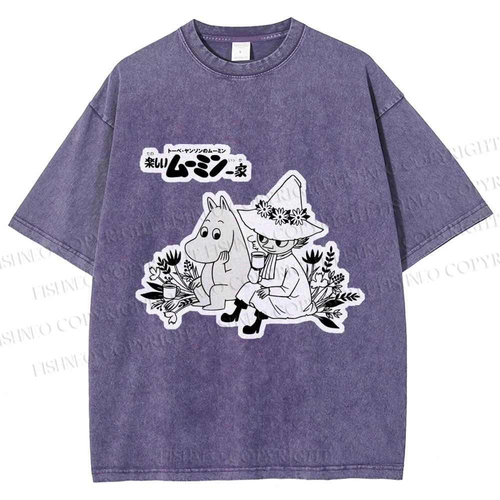 Unisex Moonmin Sit in Flowers Printed Washed Tee
