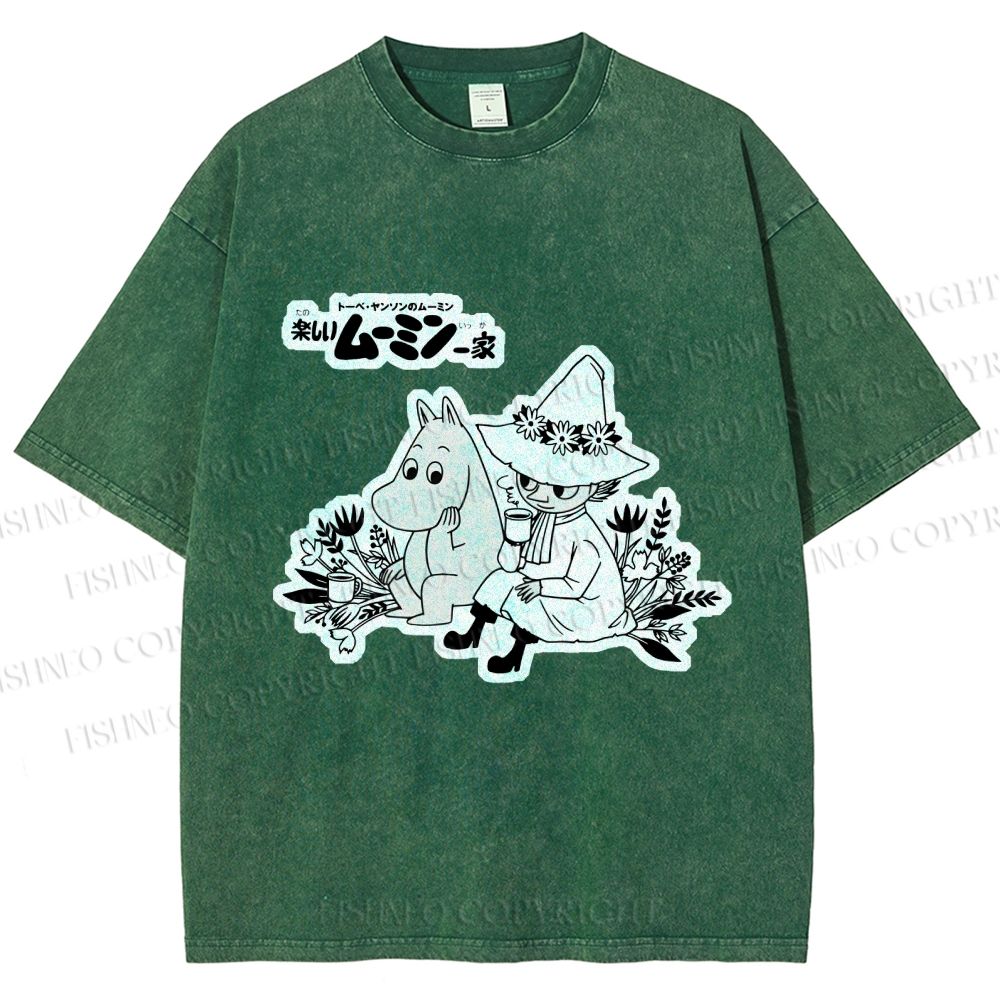 Unisex Moonmin Sit in Flowers Printed Washed Tee
