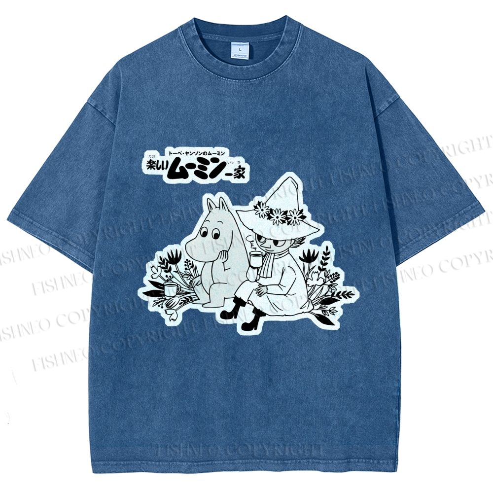 Unisex Moonmin Sit in Flowers Printed Washed Tee
