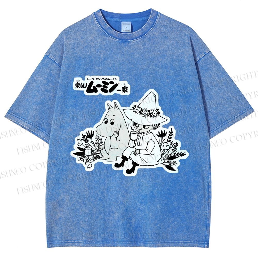 Unisex Moonmin Sit in Flowers Printed Washed Tee