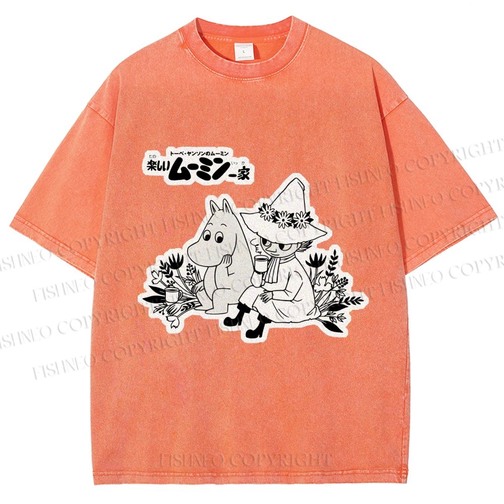 Unisex Moonmin Sit in Flowers Printed Washed Tee