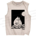 Unisex Moomin Fall in Love Printed Washed Tank Top