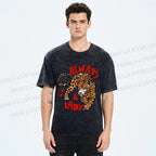 Unisex Always  A Lady leopard Printed Washed Tee