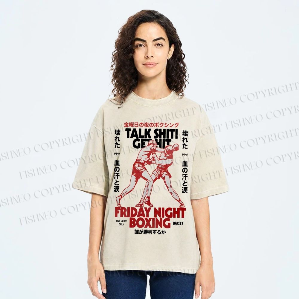 Unisex Talk Shit Get Hit Printed Washed Tee