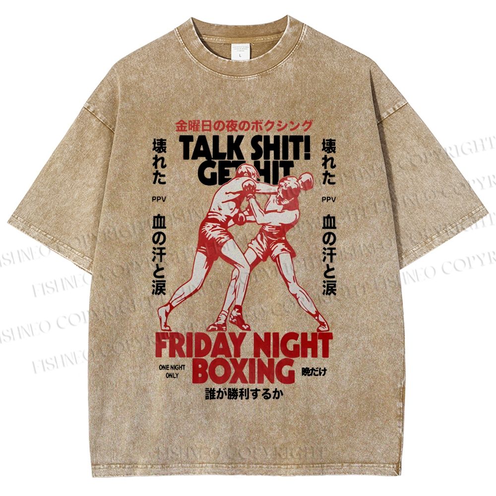 Unisex Talk Shit Get Hit Printed Washed Tee