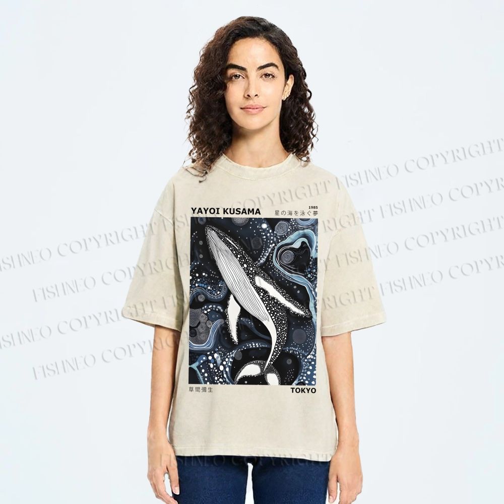 Unisex Yayoi Kusama Dolphin Printed Washed Tee