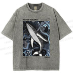 Unisex Yayoi Kusama Dolphin Printed Washed Tee