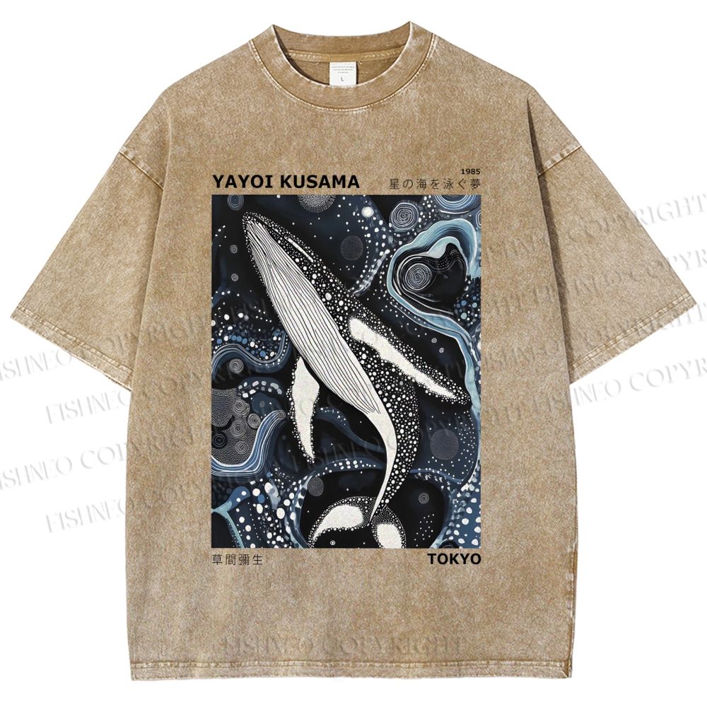 Unisex Yayoi Kusama Dolphin Printed Washed Tee