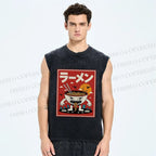 Unisex Ramen Printed Washed Tank Top