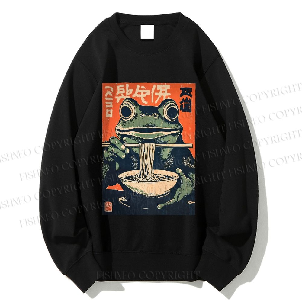 Unisex Frog Ramen Printed Sweatshirt