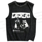 Wake me up I can still drink Cat Izakaya Vintage Distressed Washed Tank Top
