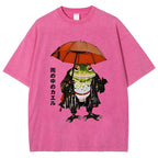 Frog In The Rain Vintage Wash Japanese Design T-Shirt