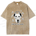 Unisex meme Cat This is True Music Printed Washed Tee