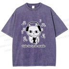 Unisex meme Cat This is True Music Printed Washed Tee
