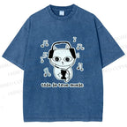 Unisex meme Cat This is True Music Printed Washed Tee