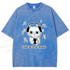 Unisex meme Cat This is True Music Printed Washed Tee