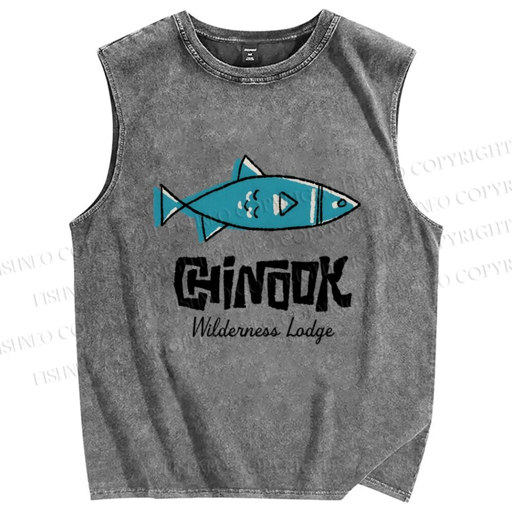 Unisex Chinook Fiah Printed Washed Tank Top