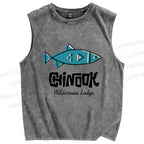 Unisex Chinook Fiah Printed Washed Tank Top