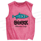 Unisex Chinook Fiah Printed Washed Tank Top