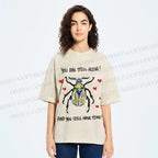 Unisex Heart Beetle Printed Washed Tee