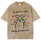 Unisex Heart Beetle Printed Washed Tee