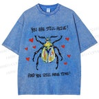 Unisex Heart Beetle Printed Washed Tee