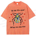Unisex Heart Beetle Printed Washed Tee
