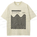 Unisex Bauhaus Art Waves Printed Washed Tee