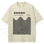Unisex Bauhaus Art Waves Printed Washed Tee