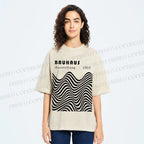 Unisex Bauhaus Art Waves Printed Washed Tee