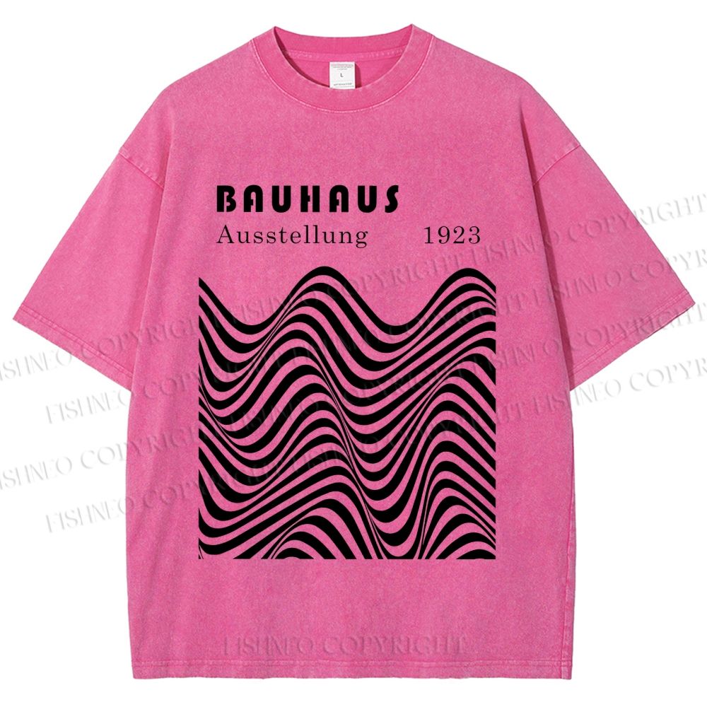Unisex Bauhaus Art Waves Printed Washed Tee