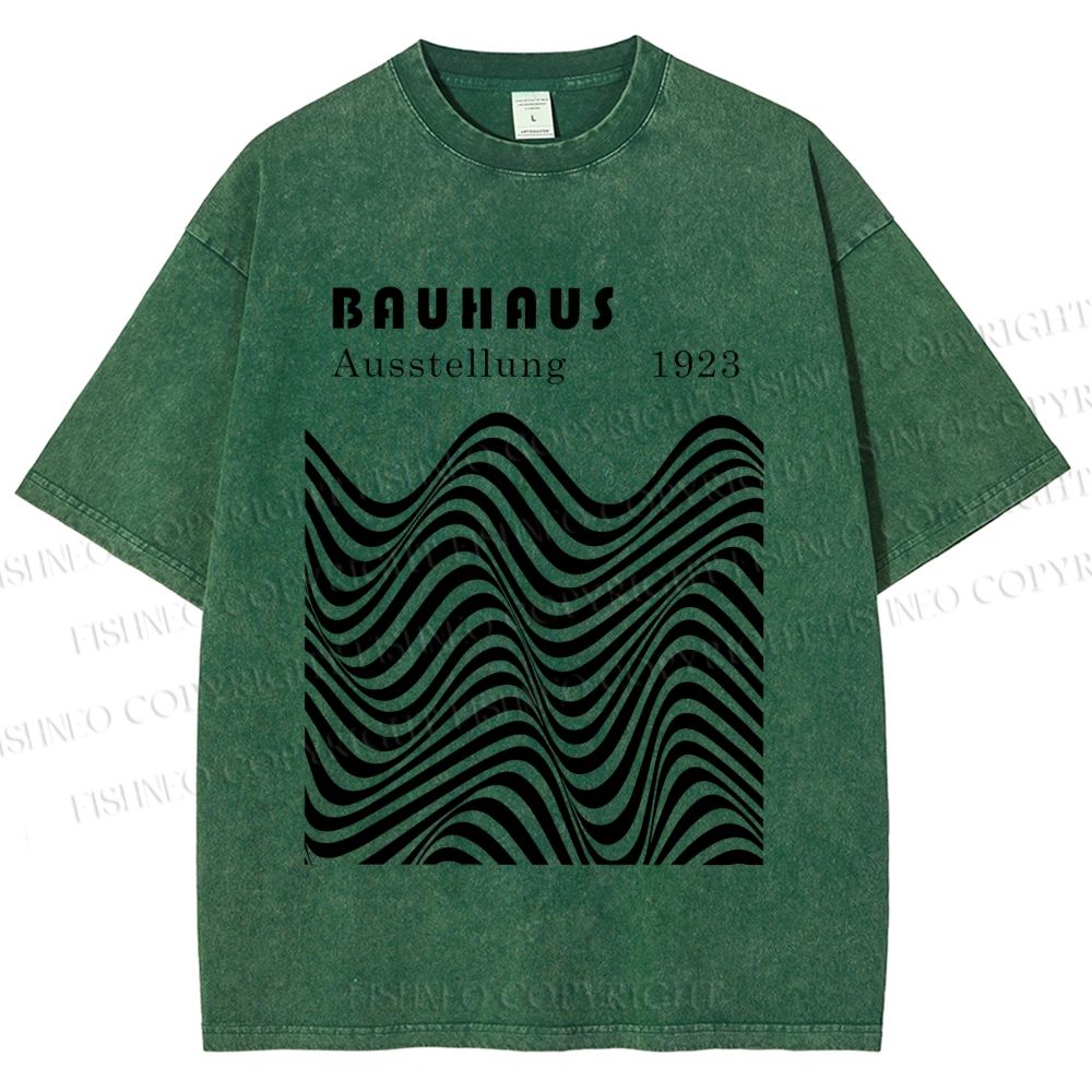 Unisex Bauhaus Art Waves Printed Washed Tee
